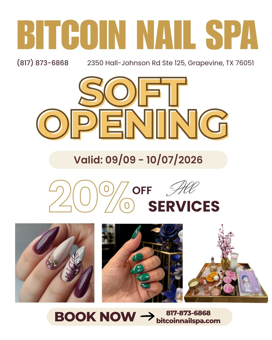Bitcoin Nail Spa Soft Opening — 20% Off All Nail Services